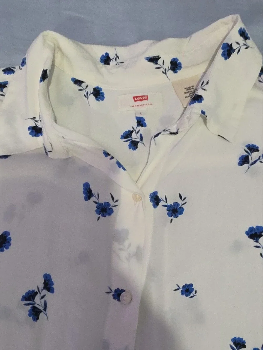 Levi's White Button-Down Shirt with Blue Floral Print